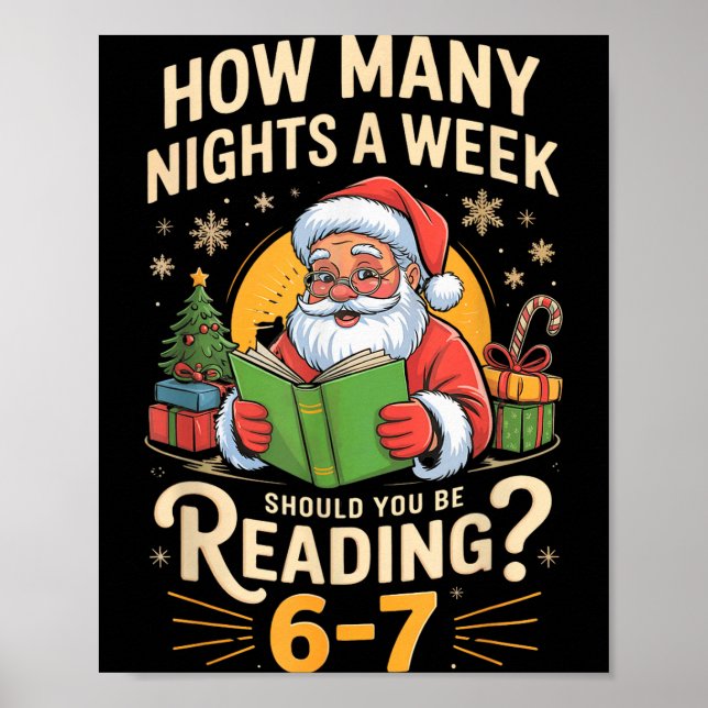 Lustiger Weihnachtsmann liest 67 Meme Tee Weihnach Poster (Vorne)
