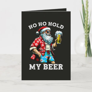Lustiger Weihnachtsmann mit Sonnenbrille und Bier Feiertagskarte