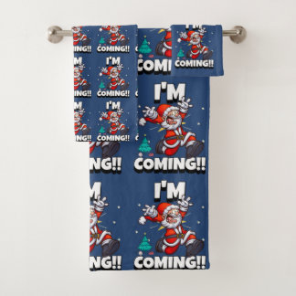 Lustiger Weihnachtsmann Muster Humorvolles Weihnac Badhandtuch Set