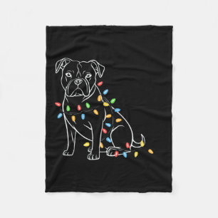 Lustiger Weihnachtsmann Pitbull Weihnachtsbeleucht Fleecedecke