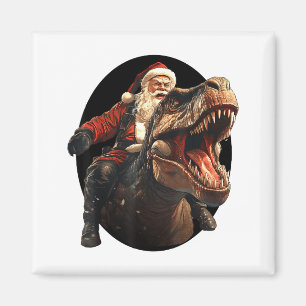 Lustiger Weihnachtsmann reitet auf Dinosaurier, Vi Magnet