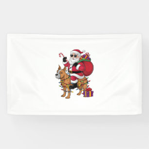 Lustiger Weihnachtsmann reitet auf Staffordshire B Banner