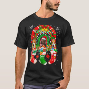 Lustiger Weihnachtsmann Rentier Elf Pit Bull Hunde T-Shirt