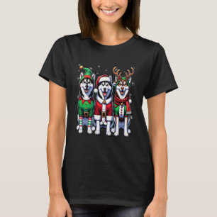 Lustiger Weihnachtsmann Rentier Elf Sibirische Hus T-Shirt