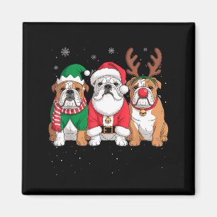 Lustiger Weihnachtsmann-Rentier-Englisch-Bulldogge Magnet