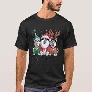 Lustiger Weihnachtsmann Rentier Sibirischer Husky T-Shirt