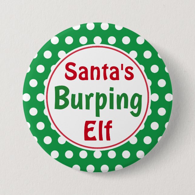 Lustiger Weihnachtsmann-Rülps-Elf-Christmas-Button Button (Vorderseite)