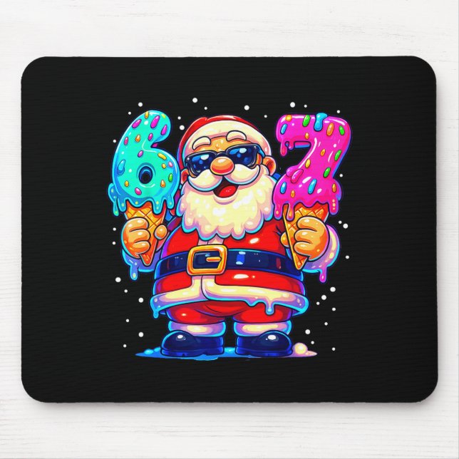 Lustiger Weihnachtsmann sagt sechs sieben 67 Meme  Mousepad (Vorne)