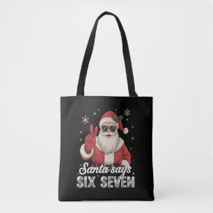 Lustiger Weihnachtsmann sagt sechs sieben Weihnach