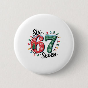 Lustiger Weihnachtsmann sagt sechs sieben Weihnach Button
