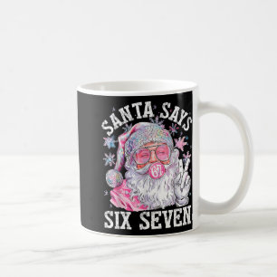 Lustiger Weihnachtsmann sagt sechs sieben Weihnach Kaffeetasse