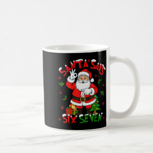 Lustiger Weihnachtsmann sagt sechs sieben Weihnach Kaffeetasse
