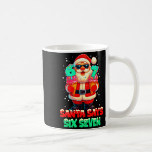 Lustiger Weihnachtsmann sagt sechs sieben Weihnach Kaffeetasse