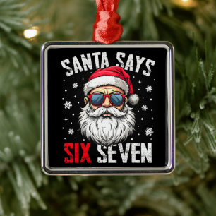 Lustiger Weihnachtsmann sagt sechs sieben Weihnach Ornament Aus Metall
