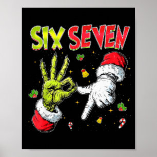 Lustiger Weihnachtsmann sagt sechs sieben Weihnach Poster