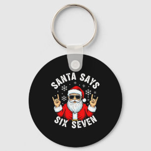 Lustiger Weihnachtsmann sagt sechs sieben Weihnach Schlüsselanhänger