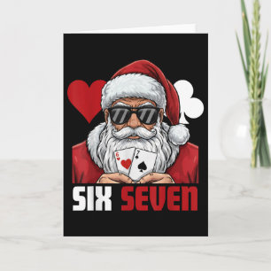 Lustiger Weihnachtsmann sagt Six Seven Poker Weihn Karte