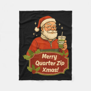 Lustiger Weihnachtsmann Santa Claus Quarterzip und Fleecedecke