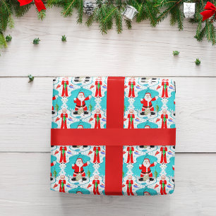 Lustiger Weihnachtsmann Santa überrascht von Mrs.  Geschenkpapier
