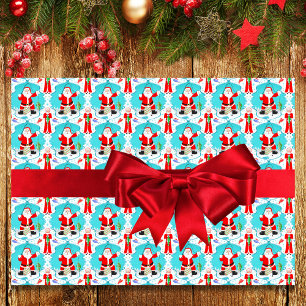 Lustiger Weihnachtsmann Santa überrascht von Mrs.  Geschenkpapier Set