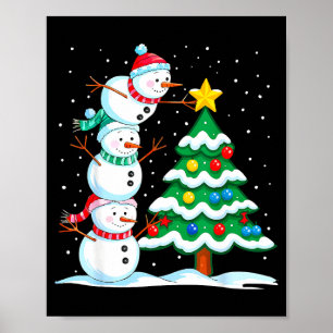 Lustiger Weihnachtsmann-Schneemann-Baumaufsatz Fei Poster