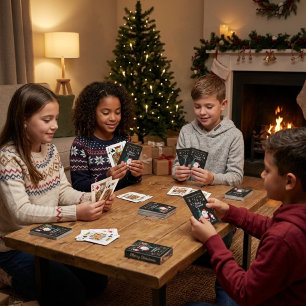 Lustiger Weihnachtsmann, Schneemann, Rentier Frohe Spielkarten