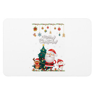 Lustiger Weihnachtsmann, Schneemann, Rentiere Froh Magnet
