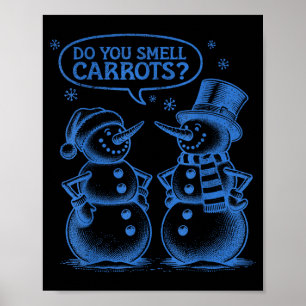 Lustiger Weihnachtsmann Schneemann Riechst du Karo Poster