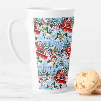 Lustiger Weihnachtsmann Schneepflug machende Schne Milchtasse
