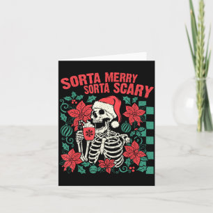 Lustiger Weihnachtsmann-Skelett irgendwie fröhlich Karte