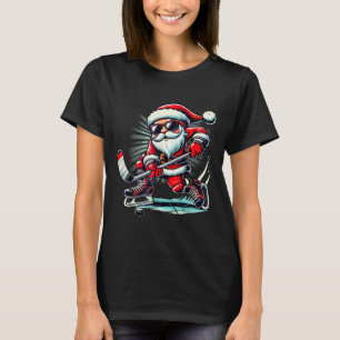 Lustiger Weihnachtsmann spielt Eishockey Liebhaber T-Shirt