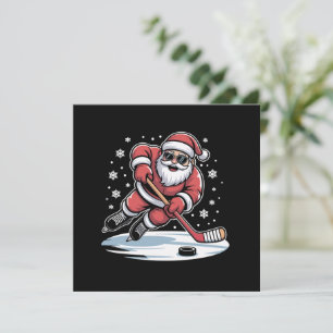 Lustiger Weihnachtsmann spielt Eishockey Xmas  Einladung