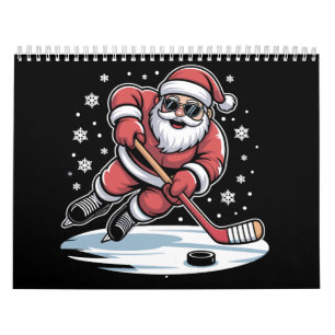 Lustiger Weihnachtsmann spielt Eishockey Xmas Kalender