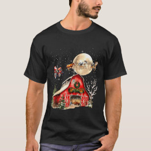Lustiger Weihnachtsmann Traktor Kühe Bauernhof Lan T-Shirt