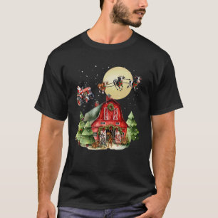 Lustiger Weihnachtsmann Traktor Kühe Bauernhof Lan T-Shirt