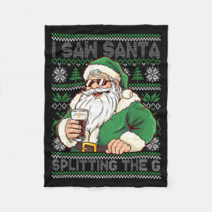 Lustiger Weihnachtsmann trinkt Bier Splitting G We Fleecedecke