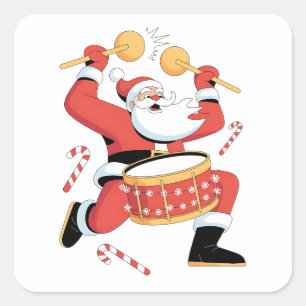 Lustiger Weihnachtsmann-Trommler hässlicher Weihna Quadratischer Aufkleber