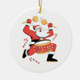 Lustiger Weihnachtsmann-Trommler hässliches Weihna Keramik Ornament