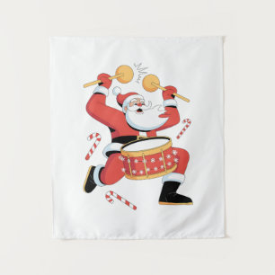 Lustiger Weihnachtsmann-Trommler hässliches Weihna Wandteppich