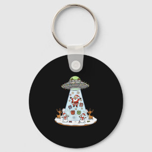 Lustiger Weihnachtsmann-Ufo-Lieferung Glückliches Schlüsselanhänger