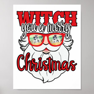 Lustiger Weihnachtsmann verhext euch ein frohes We Poster
