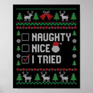 Lustiger Weihnachtsmann Weihnachtsliste Nett Unart Poster