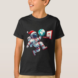 Lustiger Weihnachtsmannhut Astronaut Earth Dunking T-Shirt