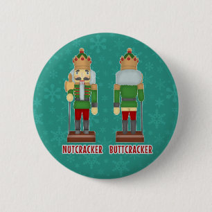 Lustiger Weihnachtsnussknacker Buttcracker Button
