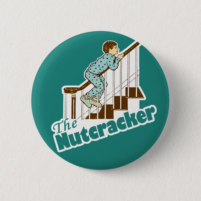 Lustiger Weihnachtsnussknacker Button (Vorderseite)