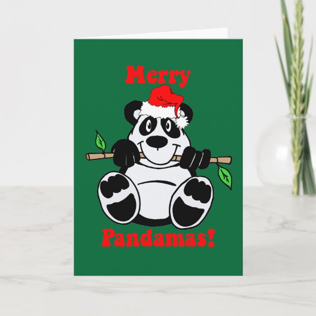 Lustiger Weihnachtspanda-Bär Feiertagskarte (Vorderseite)