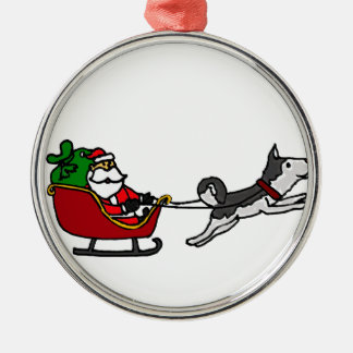 Lustiger WeihnachtsPferdeschlitten mit dem Silbernes Ornament