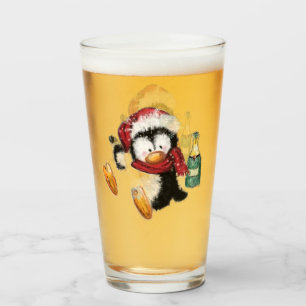 Lustiger Weihnachtspinguin Glas