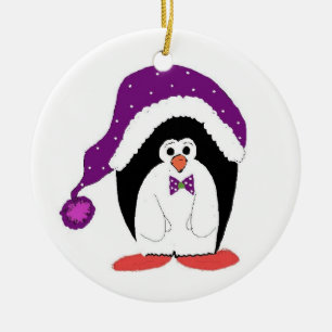 Lustiger Weihnachtspinguin Keramik Ornament