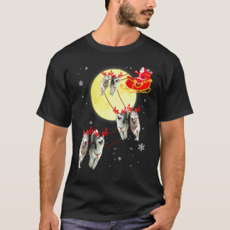 Lustiger Weihnachtsrentier Husky Hund Schlitten We T-Shirt